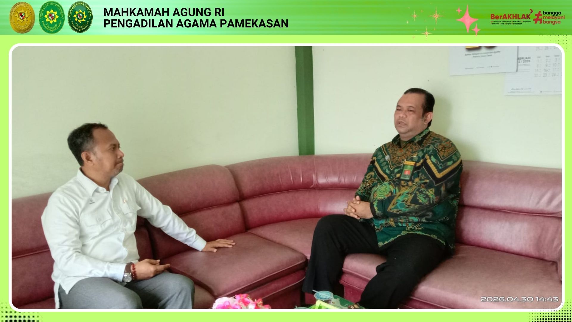 Perkuat Sinergi. Ketua PA Pamekasan Bahas Masalah Dispensasi Kawin dengan Kemenag